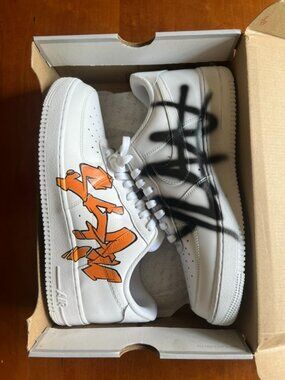 NEW Nike Air Force 1 '07 Custom Graffiti  Low Top Sneakers W/Box Men's 11.5